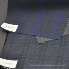 Tejidos de cuadros azules de negocios Tejidos de poliéster de lana para trajes de hombre 2017
